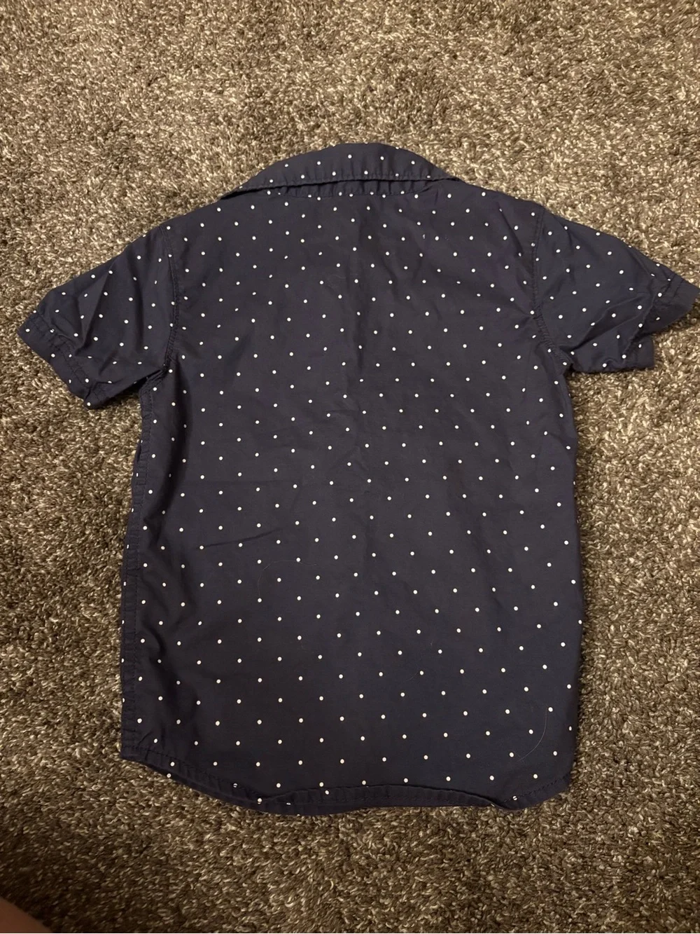 Carter's Navy Blue Short Sleeve Button-Down Shirt with White Polka Dots